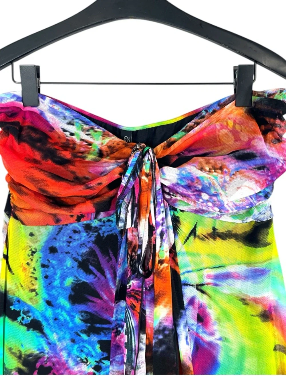 Elana Kattan MORGAN 817 Long Strapless Flared Empire Mesh Print Dress Size Large
